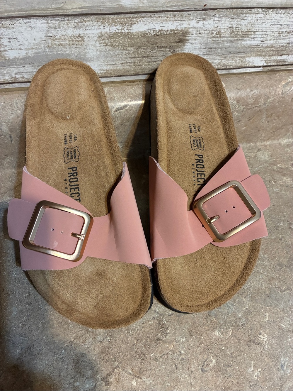 Project Cloud Size 6 Pink Single-Buckle Slide Sandals with Oversized Buckle